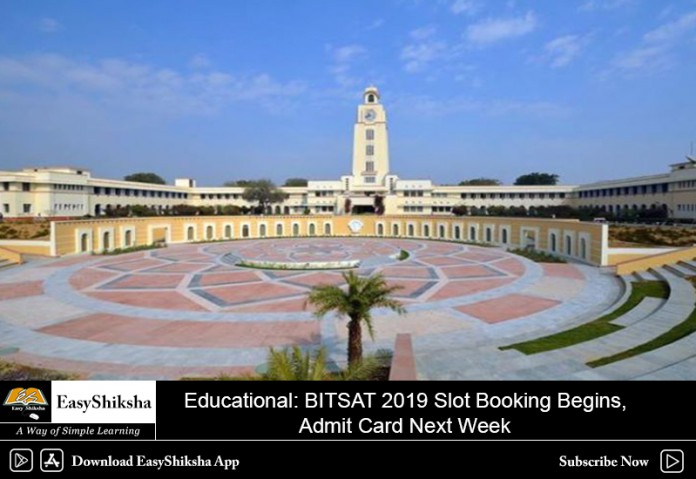 BITSAT 2019, slot booking