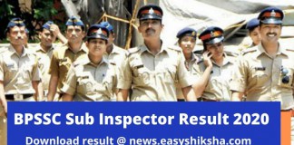 BPSSC Sub inspector Result