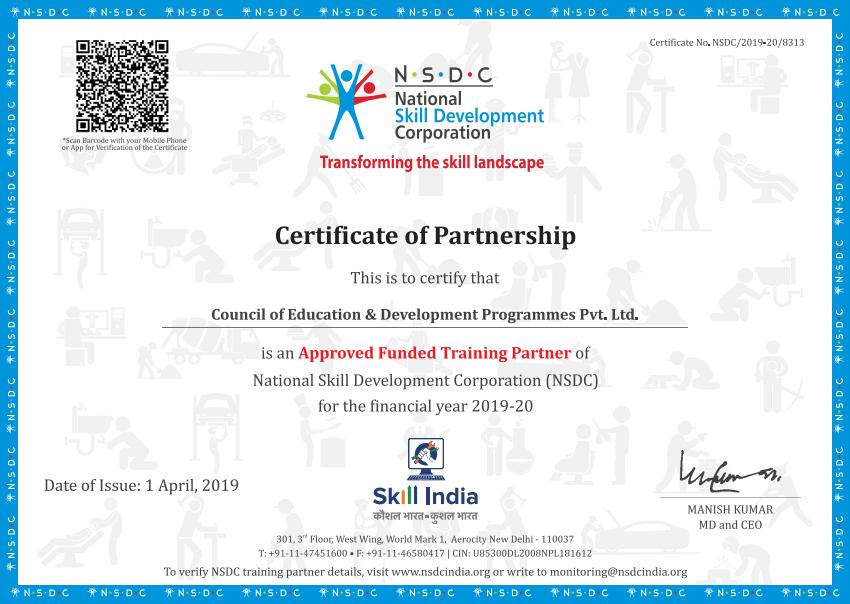 CEDP Skill Institute MoU with NSDC