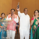Ch Malla Reddy seen showing LN 4 Prosthetic Hands at the Camp the biggest ever in India—2