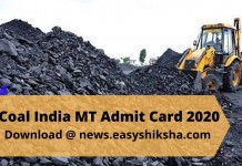 Coal India MT Admit Card