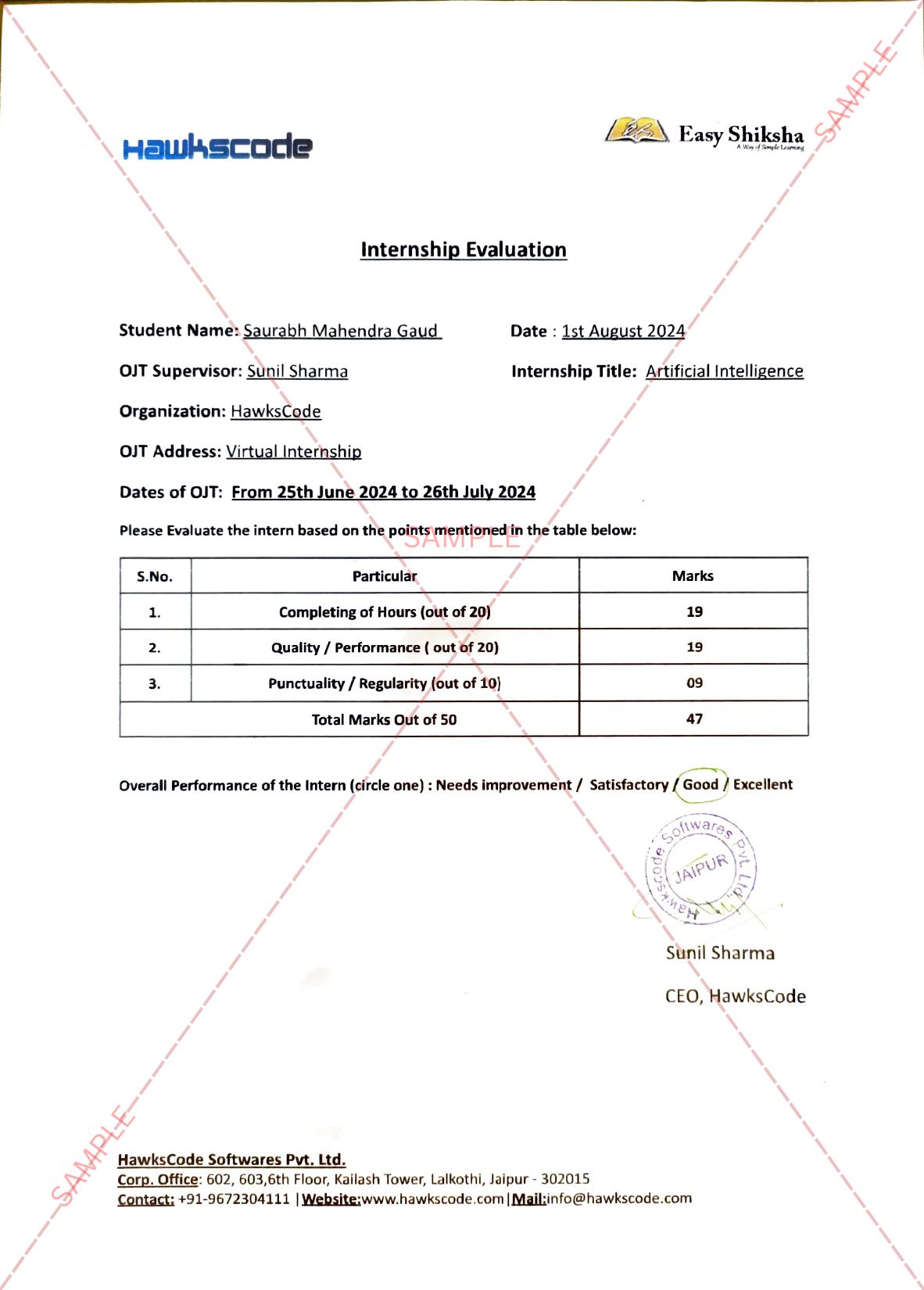 Sample Certificate 5