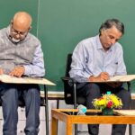 L to R_ Prof Sandeep Shukla & Prof P J Narayanan signing transfer of charge final