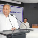 Mani Shanker Aiyar, seen speaking at the session ‘Democracy & Decentralization’ organised by S Jaipal Reddy Memorial Foundation