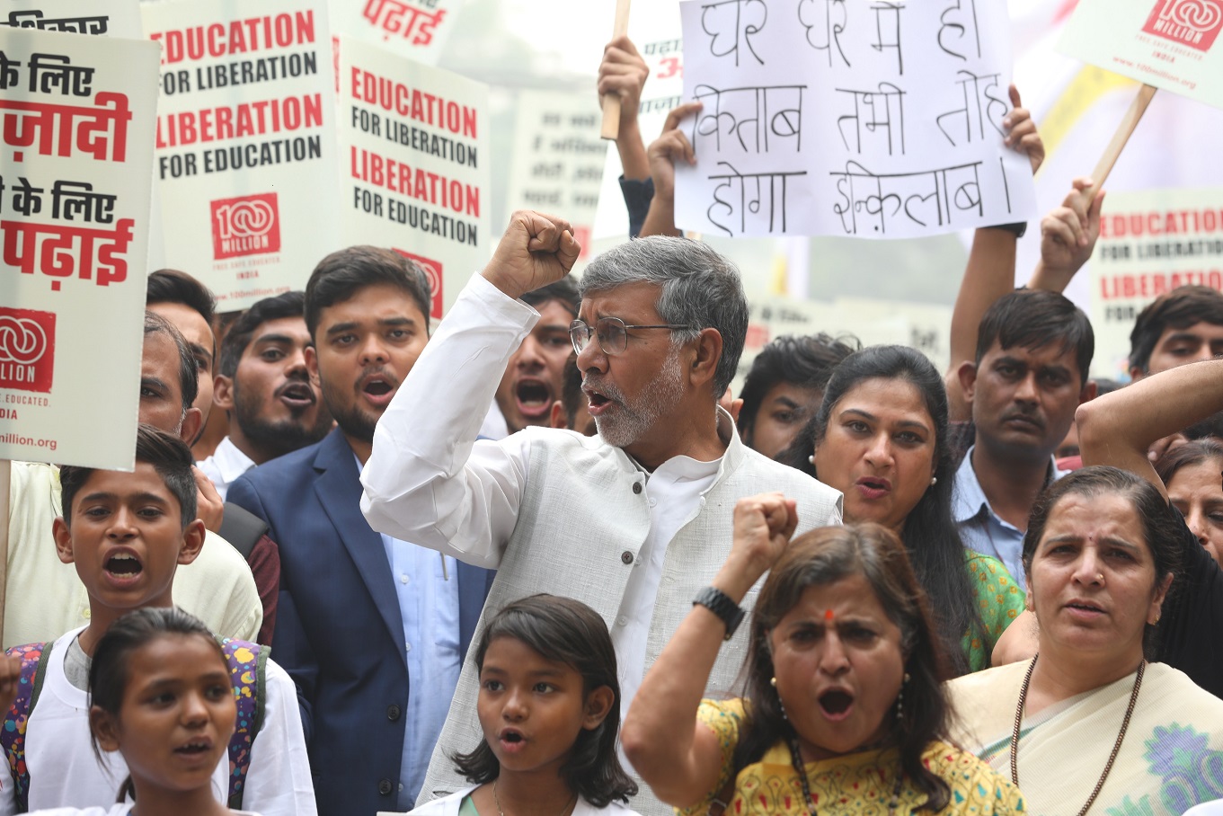 Mr Satyarthi today at the march for Free, Safe and Educated Childhood
