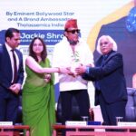 Prof. P.B. Sharma Vice Chancellor and Prof Padmakali Banerjee, Pro Vice Chancellor along with Jackie Shroff