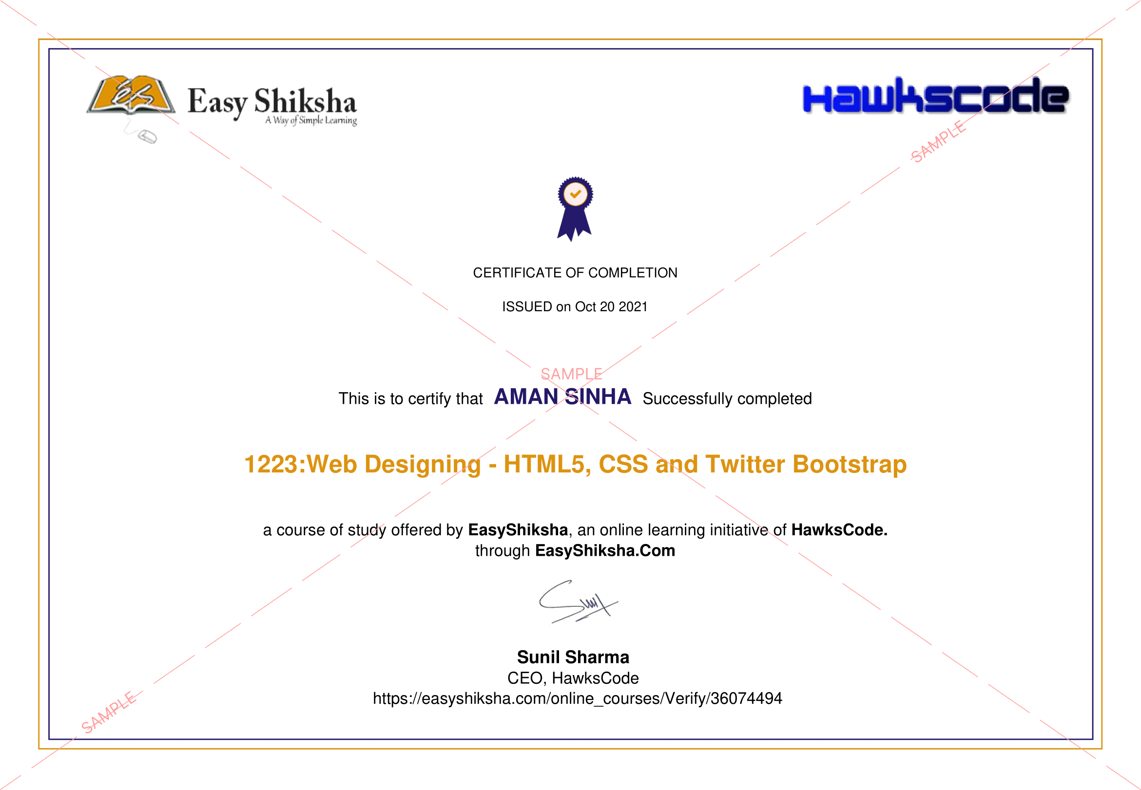 Sample Certificate 1