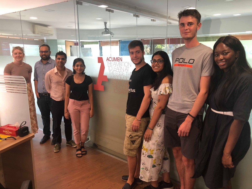 Spark India 2019 Fellows and Dr Pathik Pathak (3rd from left) visiting Acumen Fund